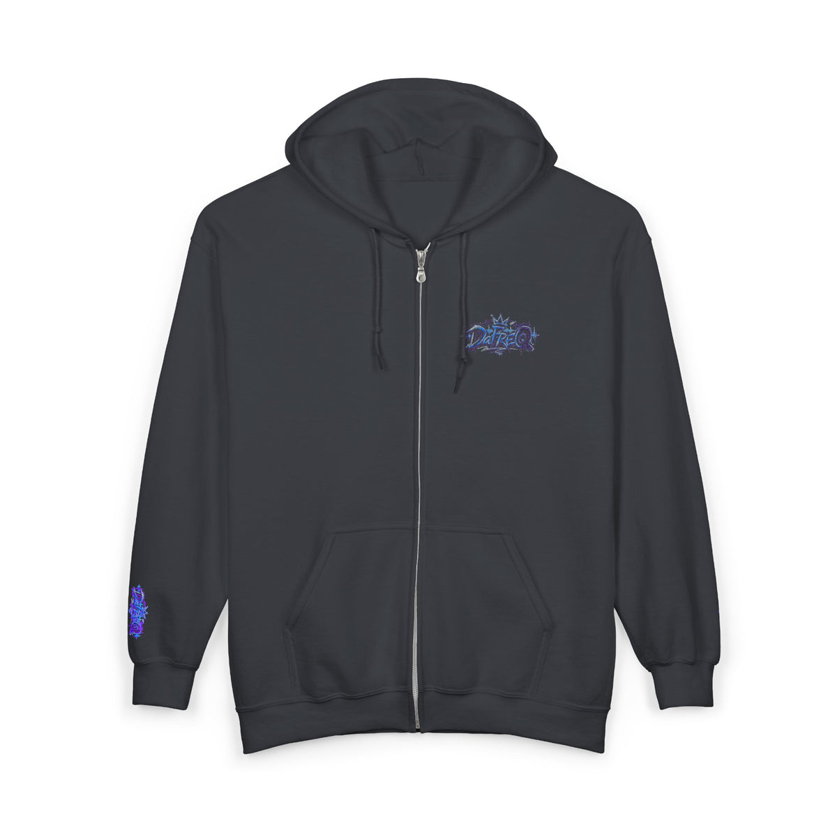 Zip Hoodie with Small DaFREQ Crest - Full-Zip Sweatshirt