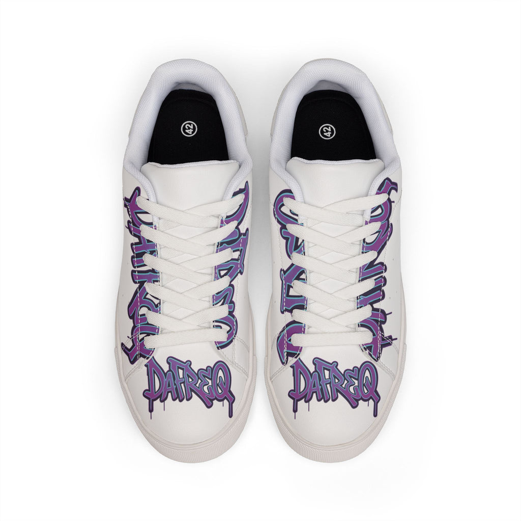 Leather DaFREQ Sneakers with Purple Graffiti