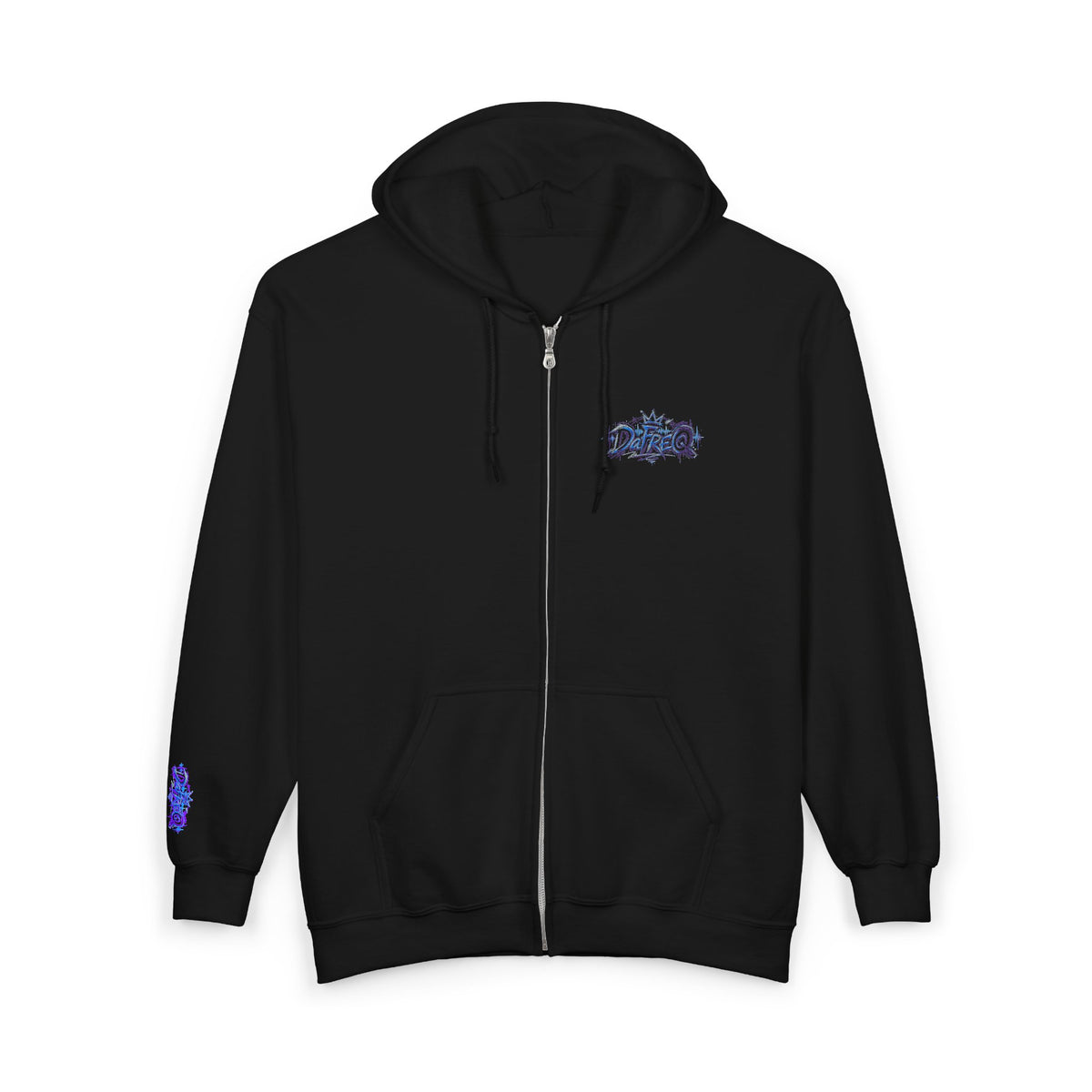 Zip Hoodie with Small DaFREQ Crest - Full-Zip Sweatshirt