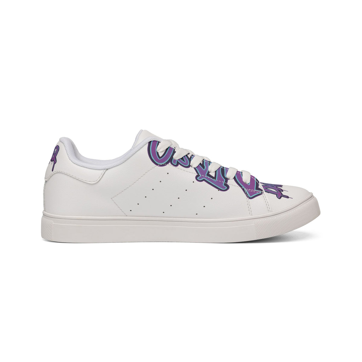 Leather DaFREQ Sneakers with Purple Graffiti