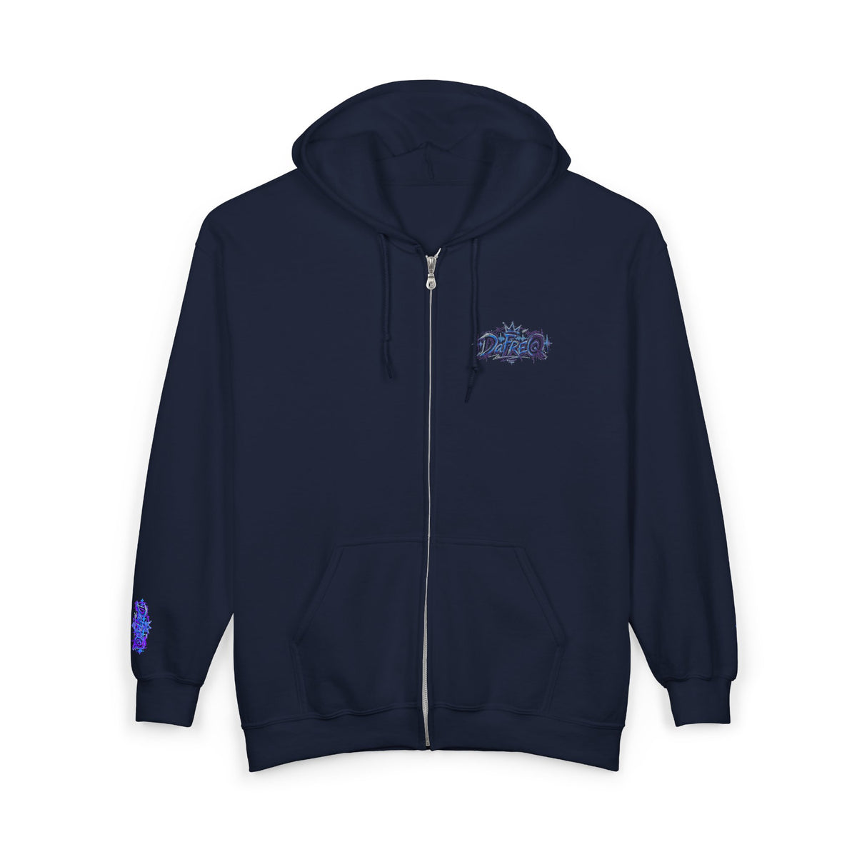 Zip Hoodie with Small DaFREQ Crest - Full-Zip Sweatshirt