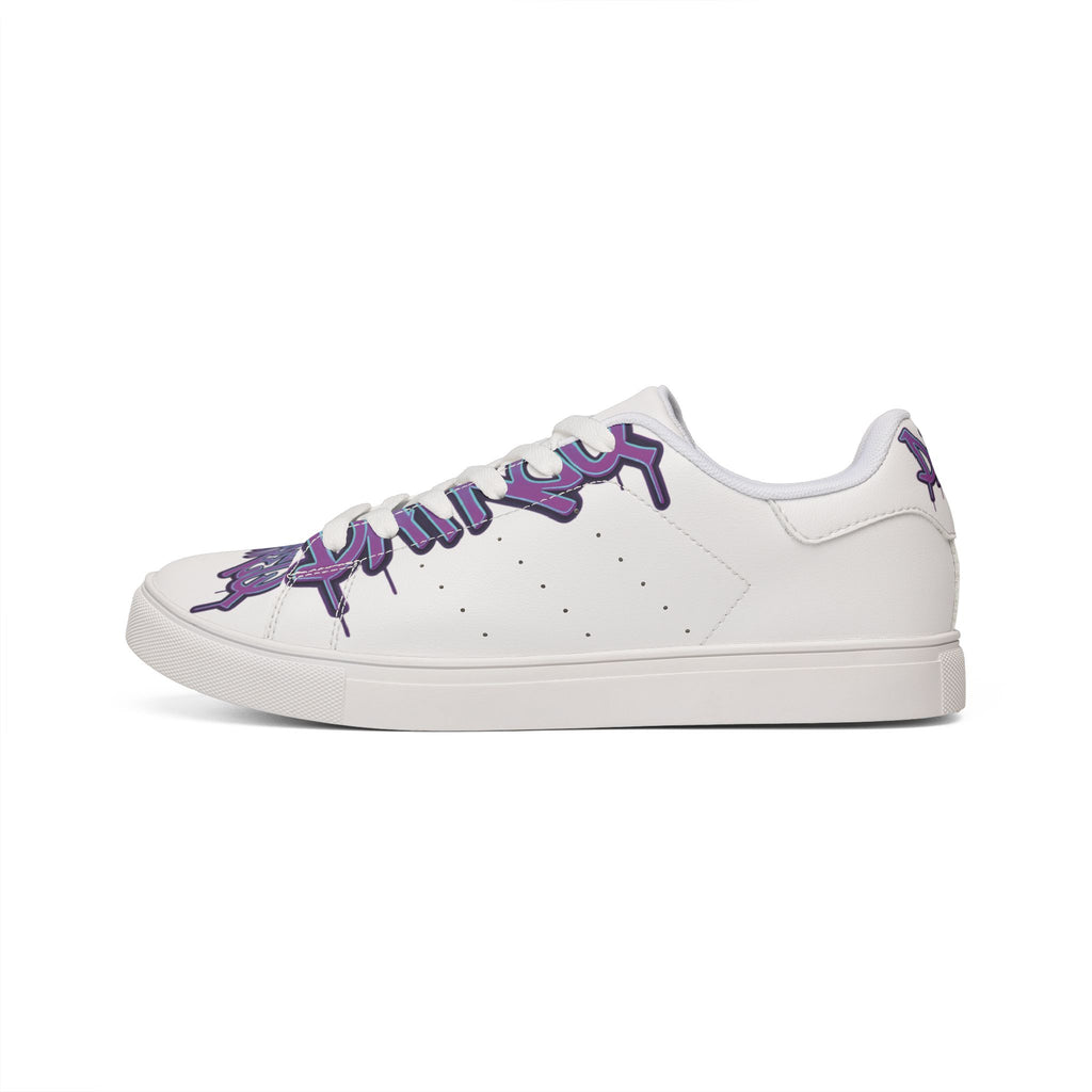 Leather DaFREQ Sneakers with Purple Graffiti