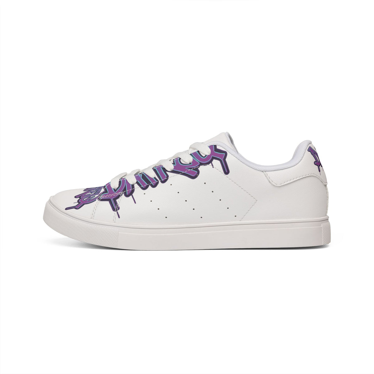 Leather DaFREQ Sneakers with Purple Graffiti