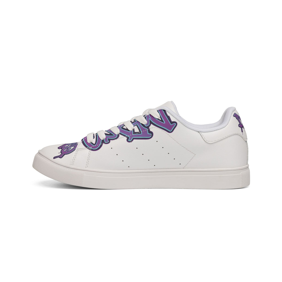 Leather DaFREQ Sneakers with Purple Graffiti