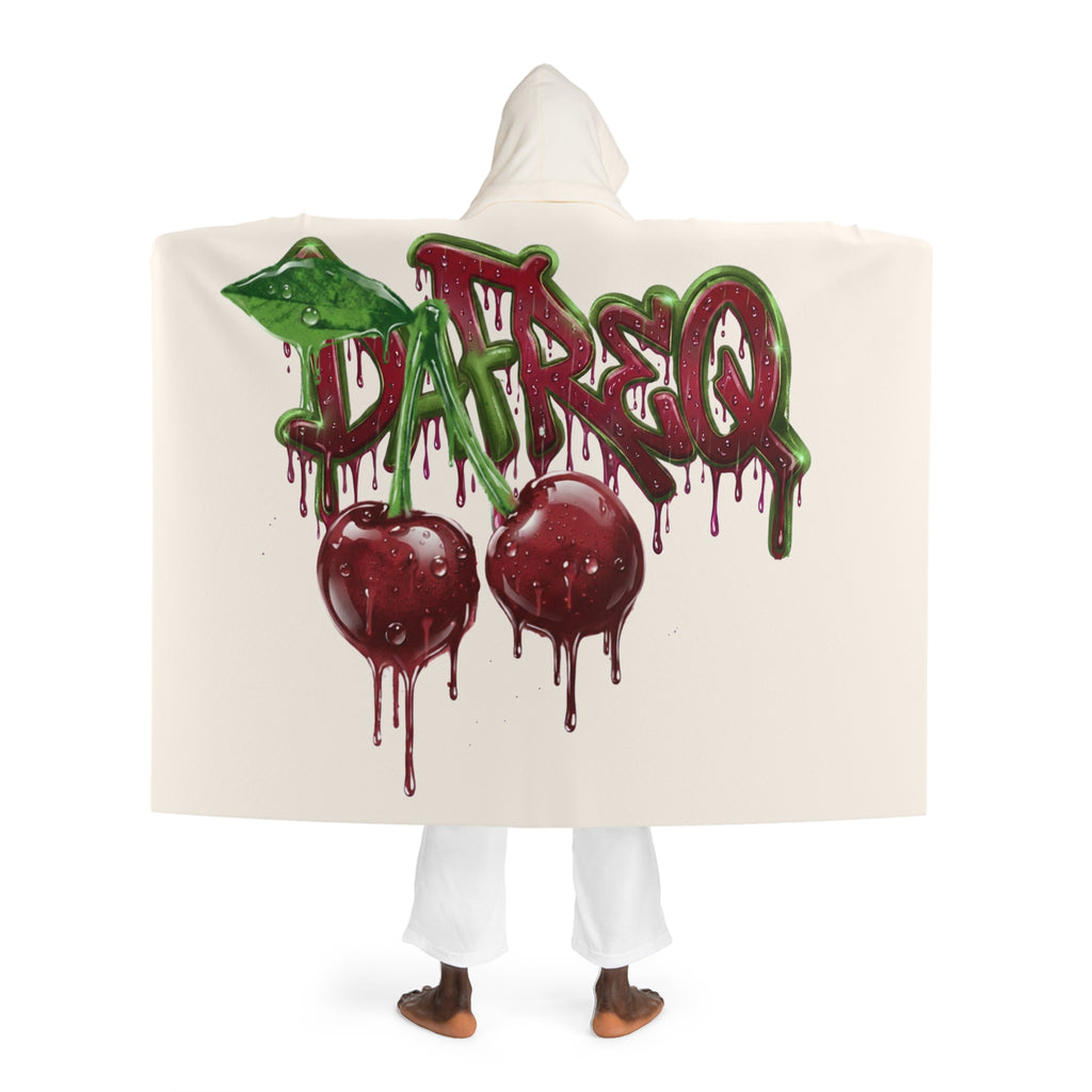 Hooded DaFREQ Blanket – Dripping cherries Fleece Throw hooded