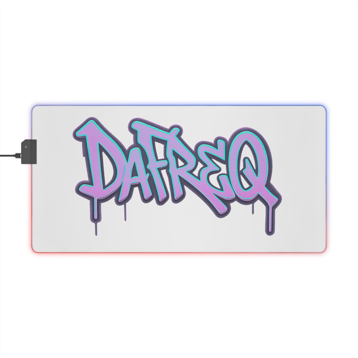 LED Gaming Mouse Pad Graffiti "DAFREQ" Extended Desk Mat for Studios